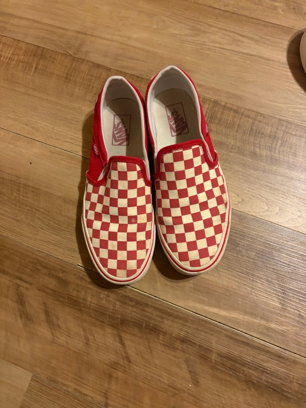 Vans Slip-On Checkerboard Sneakers - Red & Cream